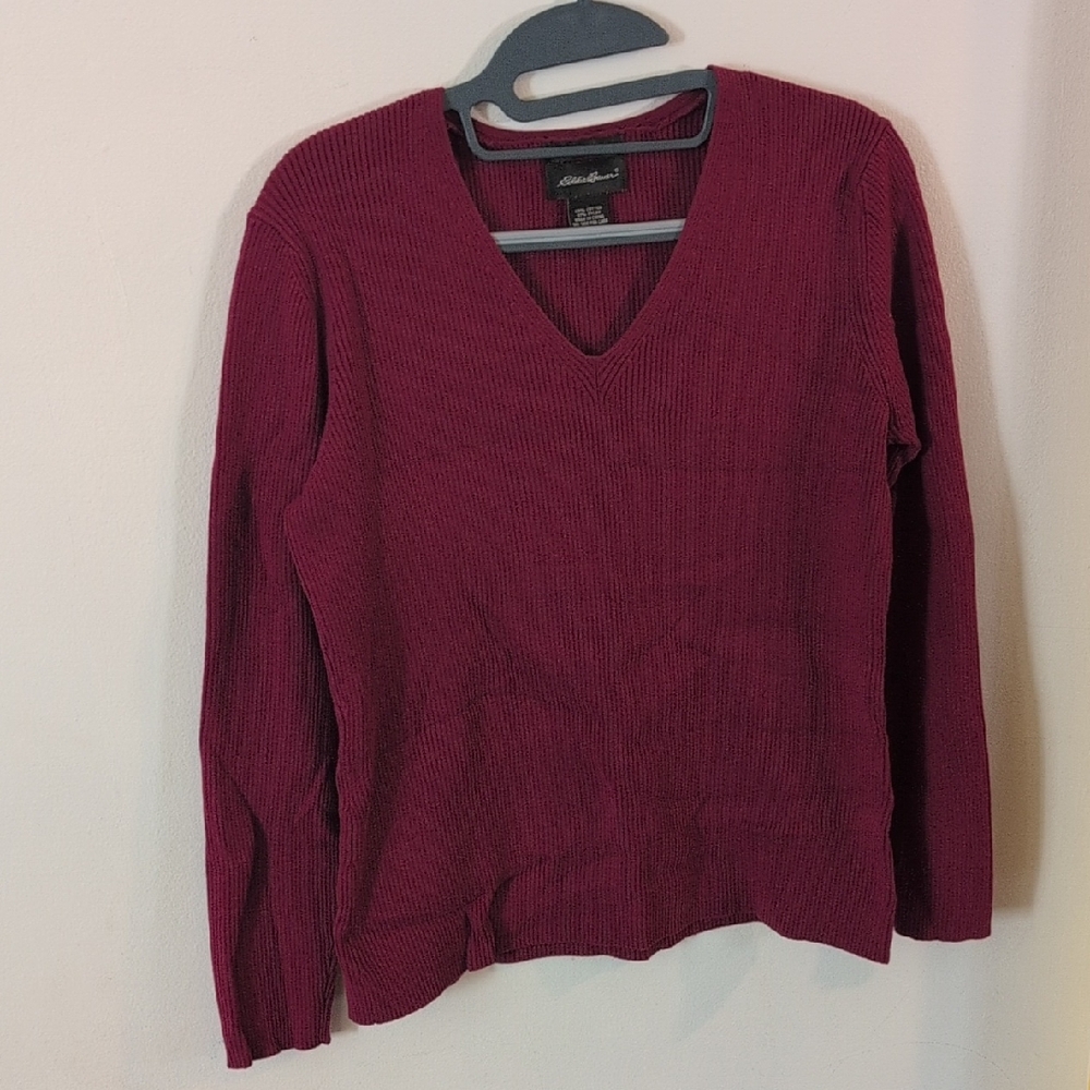 Eddie Bauer V-Neck Sweater - Deep Red